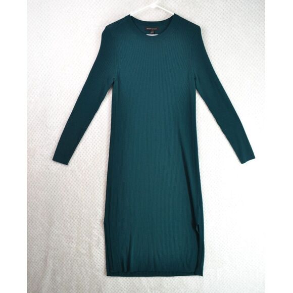 Banana Republic Women's Large Tall Dark Green Rib Knit Long Sleeve Sweater Dress - Picture 1 of 12